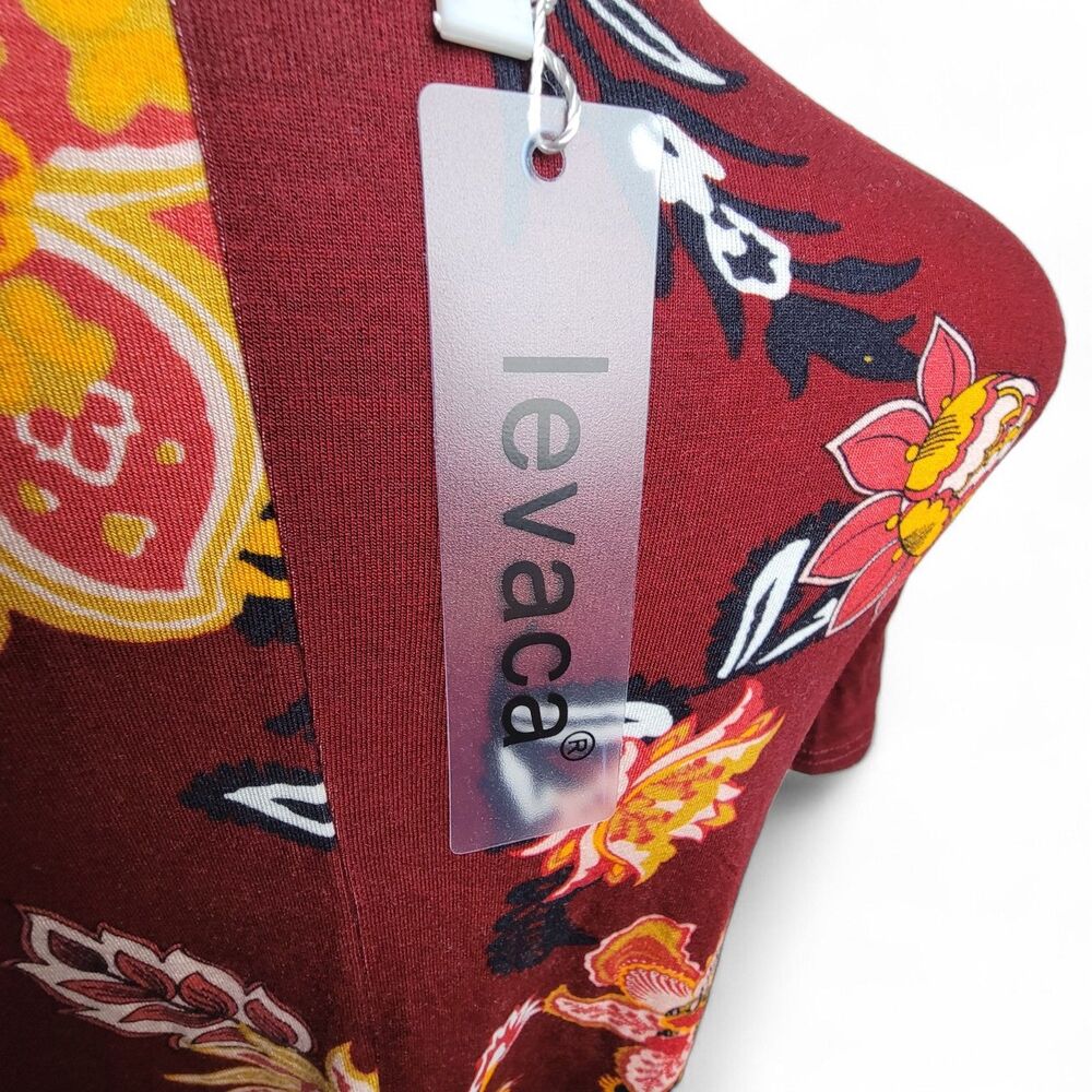 Levaca Dress Women's Medium Red Floral Pockets Casual Jersey Stretch Flowy NWT - Picture 5 of 9